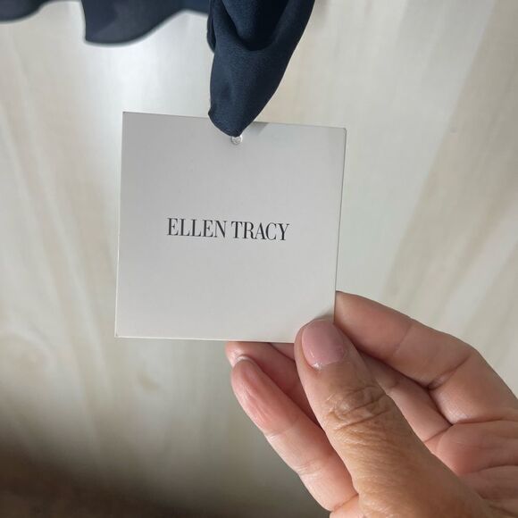 Ellen Tracy new with tags navy long sleeve v neck blouse tunic size large - Picture 5 of 15